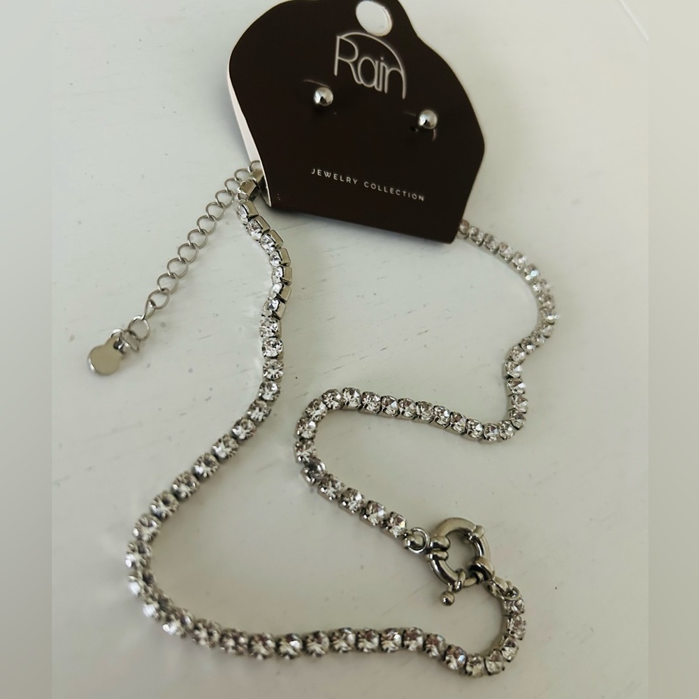 Rain SilverJewelry Crystal Stone Necklace & Earring Set NWT Gift Ready Party - Picture 4 of 11